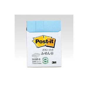 （まとめ） 住友スリーエム ポストイット(R) 再生紙 4個入り 横14×縦75mm 560RP-B ブルー 4個入 【×10セット】