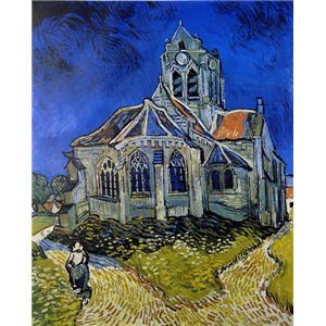 世界の名画シリーズ、プリハード複製画 ヴィンセント・ヴァン・ゴッホ作 「オ－ヴェ－ルの教会」（額縁付）【代引不可】