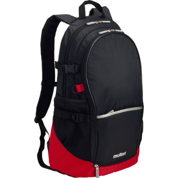 【モルテン Molten】 バックパック/スポーツバッグ 【ブラック&times;レッド 40L】 幅35cm ボール シューズ収納ネット付き｜QUOLI