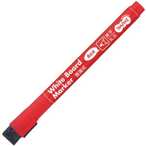 （まとめ） TANOSEE ホワイトボードマーカーキャップ式 マグネット付 細字丸芯 赤 1本 【×50セット】