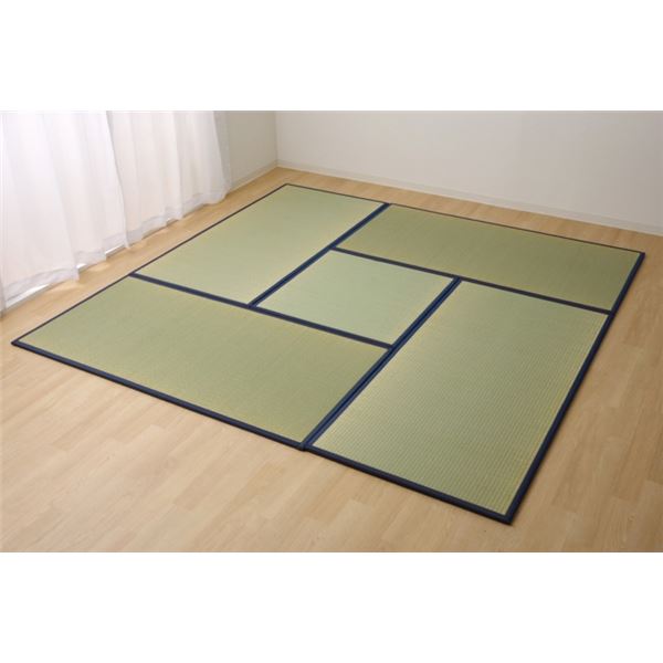 日本製 い草 置き畳/ユニット畳 【ネイビー 4.5畳セット 約82×164cm4枚＋約82×82cm1枚】 軽量 抗菌 防臭 連結ジョイント付【代引不可】