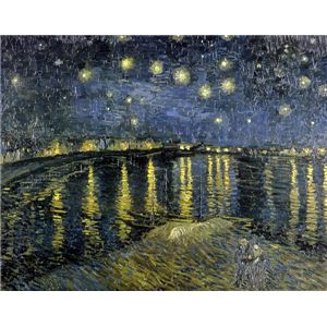 世界の名画シリーズ、プリハード複製画 ヴィンセント・ヴァン・ゴッホ作 「星降る夜、アルル」（額縁付）【代引不可】｜QUOLI