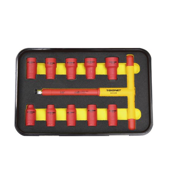 SIGNET シグネット E81511 11PCS 3/8DR 絶縁ソケットセット T型 ハンドル 工具 ツール DIY 作業工具 道具