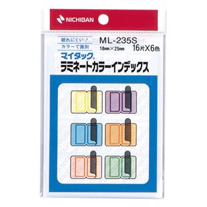 (まとめ) ニチバン マイタック ラミネートカラーインデックス 保護フィルム付 小 18×25mm 6色 ML-235S 1パック(96片：各色16片) 【×40セット】