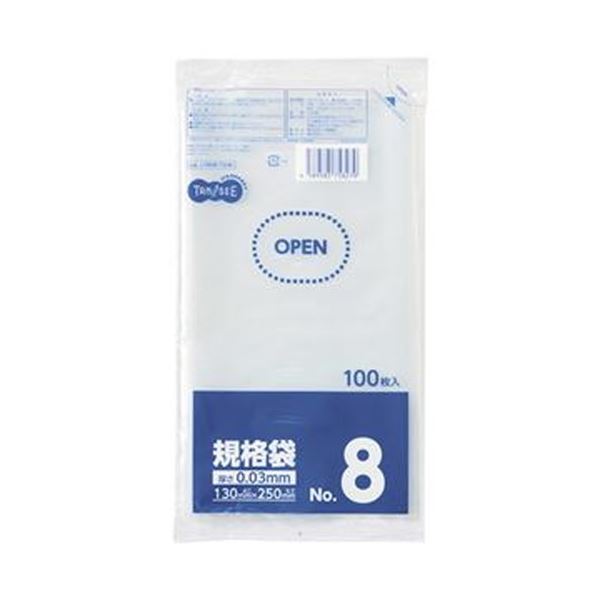 (まとめ)TANOSEE 規格袋 8号0.03×130×250mm 1セット(1000枚:100枚×10パック)【×10セット】