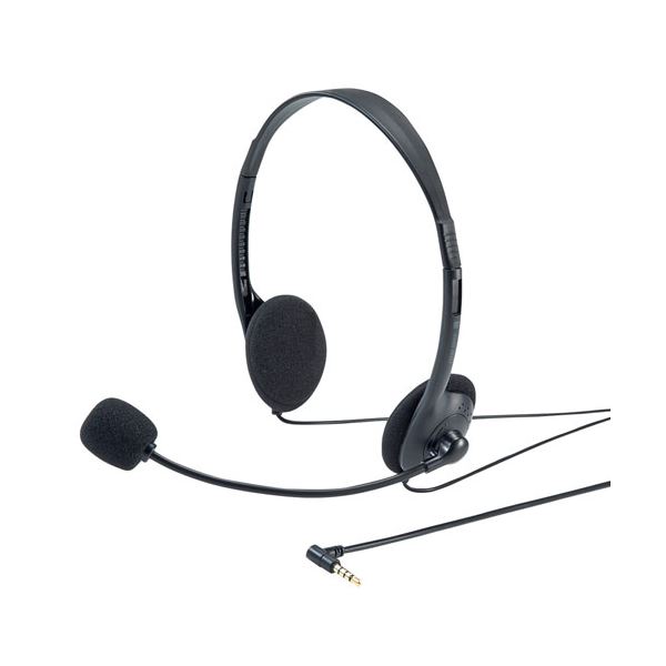 (まとめ) サンワサプライ 4極対応ヘッドセット MM-HS406BK 【×2セット】