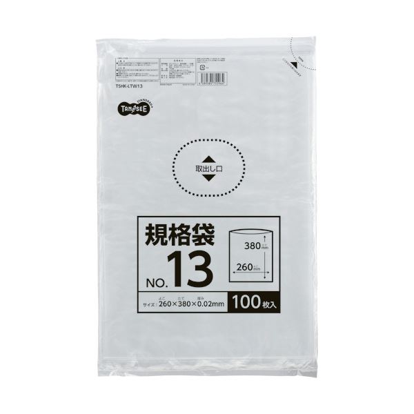 (まとめ) TANOSEE 規格袋 13号0.02×260×380mm 1セット（1000枚：100枚×10パック） 【×10セット】