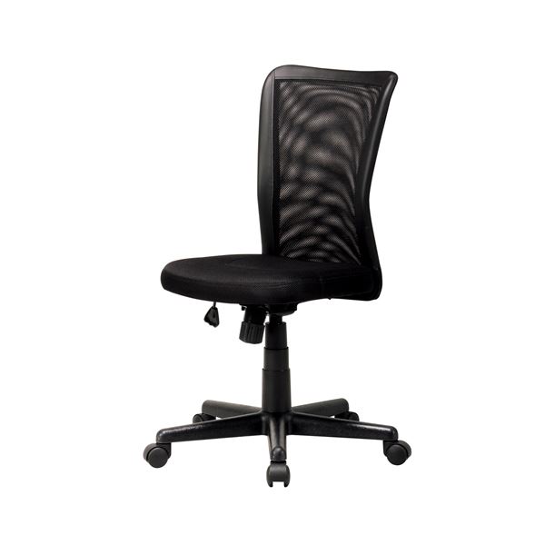 オフィスチェア/デスクチェア 【ブラック】 幅435×奥行530×高さ890~1010mm メッシュ キャスター付き 〔会社〕 組立品【代引不可】