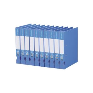 (まとめ) TANOSEE Dリングファイル（再生PP表紙） A4タテ 2穴 300枚収容 背幅43mm ブルー 1セット（10冊） 【×5セット】