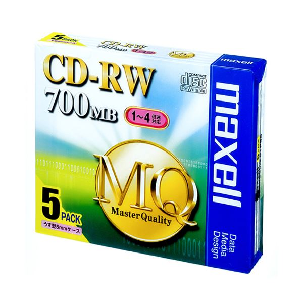 (まとめ) マクセル データ用CD-RW 700MB 4倍速 ブランドシルバー 5mmスリムケース CDRW80MQ.S1P5S 1パック(5枚) 【×10セット】