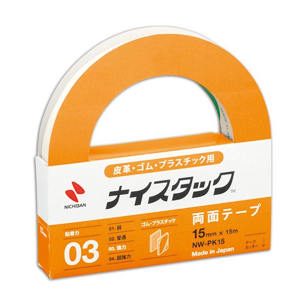 (まとめ) ニチバン ナイスタック 両面テープ 強力タイプ プラスチック用 大巻 15mm×15m NW-PK15 1巻 【×30セット】