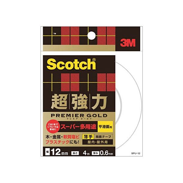 (まとめ) 3M スコッチ 超強力両面テープ プレミアゴールド スーパー多用途 薄手 25mm×3m SPU-25 1巻 【×5セット】