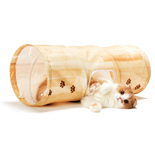 （まとめ）キャットトンネルスパイラル 木目柄（ペット用品）【&times;12セット】｜QUOLI