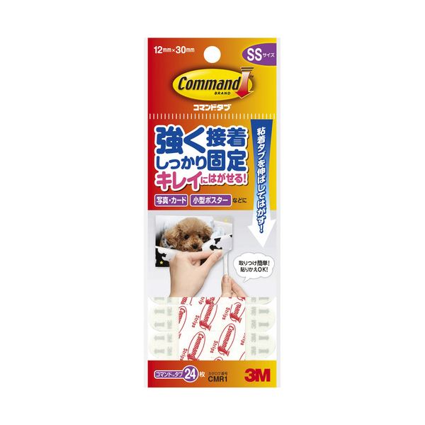 (まとめ) 3M スコッチ コマンドタブ SS 12×30mm 白 CMR1 1パック（24枚） 【×30セット】