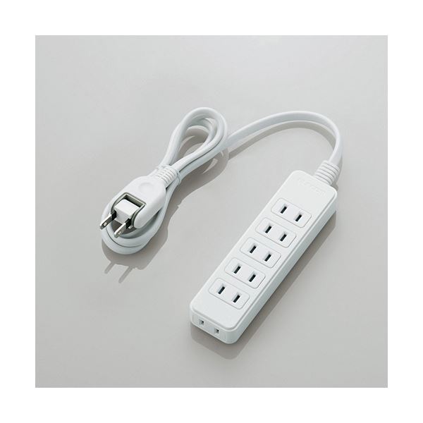 (まとめ)エレコム スイングプラグ電源タップ6個口 ホワイト 1m T-S02-2610WH 1個【×5セット】|QUOLI