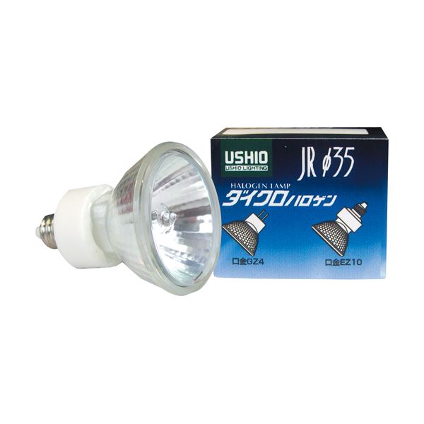 (まとめ) ウシオライティング ダイクロハロゲン スーパーライン 35W 広角 EZ10口金 ミラー付 JR12V35WLW／K3／EZ-H 1個 【×10セット】