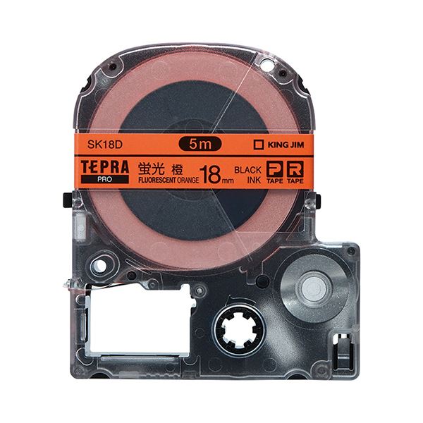 (まとめ) キングジム テプラ PRO テープカートリッジ 18mm 蛍光オレンジ／黒文字 SK18D 1個 【×10セット】