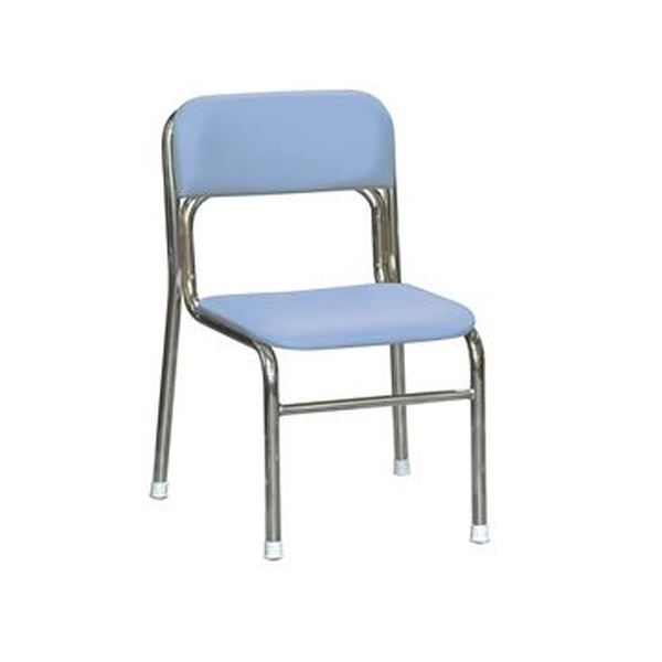 スタッキングチェア 幅45cm ブルー&times;クロムメッキ 重さ4.3kg 軽量 日本製 防汚 スチール 完成品 1脚販売 リビング 在宅ワーク【代引不可】｜QUOLI