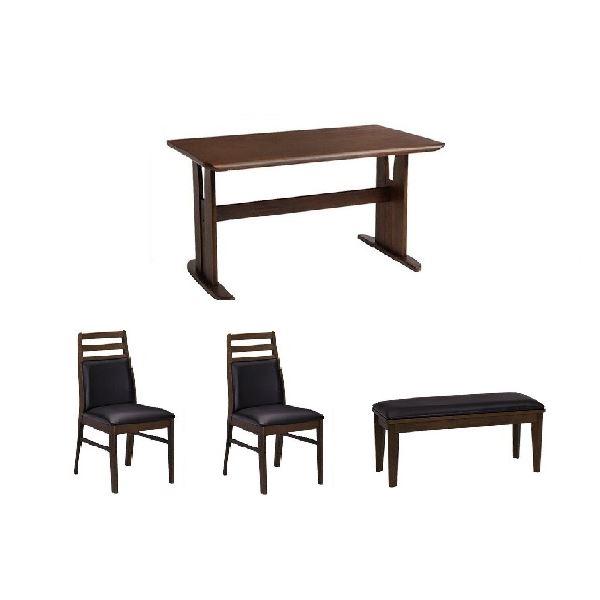 ダイニング 4点セット 【ダークブラウン】 ダイニングテーブル1台＆肘なしチェア×2脚＆ベンチ×1脚セット テーブル：幅135cm 木製【代引不可】 47,992円
