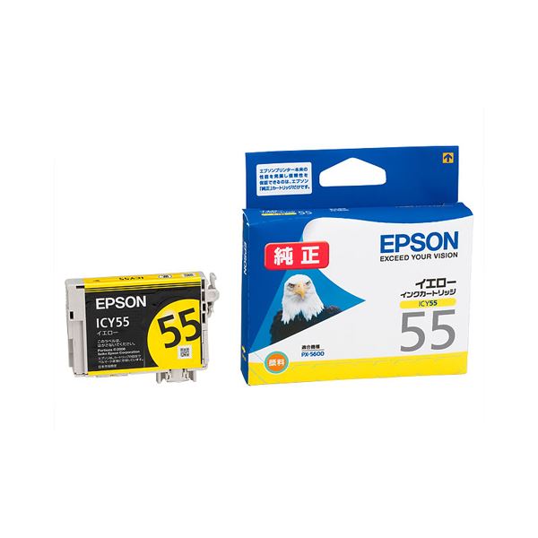 (まとめ) エプソン EPSON インクカートリッジ イエロー ICY55 1個 【×10セット】