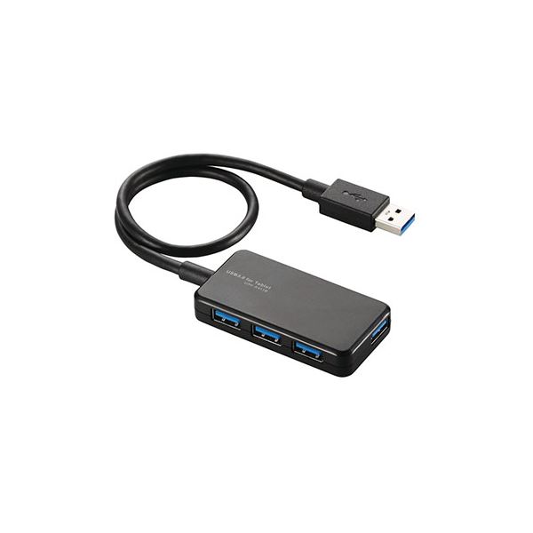 （まとめ） エレコム USBHUB3.0/バスパワー/タブレット向け/4ポート/ブラック U3H-A411BBK 【×2セット】