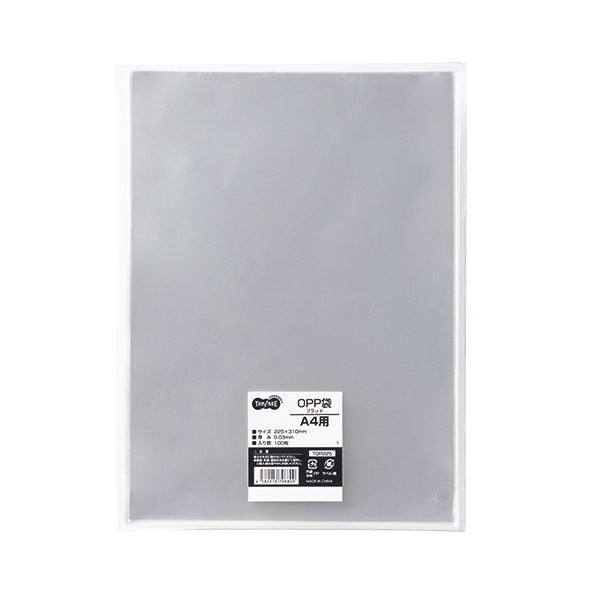 (まとめ) TANOSEE OPP袋 フラット A4用 225×310mm 1セット（500枚：100枚×5パック） 【×5セット】