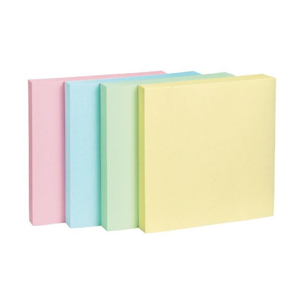 TANOSEE ふせん 75×75mm4色混色1セット(50冊：10冊×5パック)