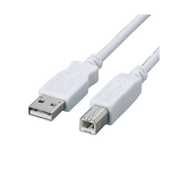 (まとめ) エレコムフェライトコア内蔵USB2.0対応ケーブル (A)オス-(B)オス ホワイト 0.5m USB2-FS051本 【×10セット】 11,257円