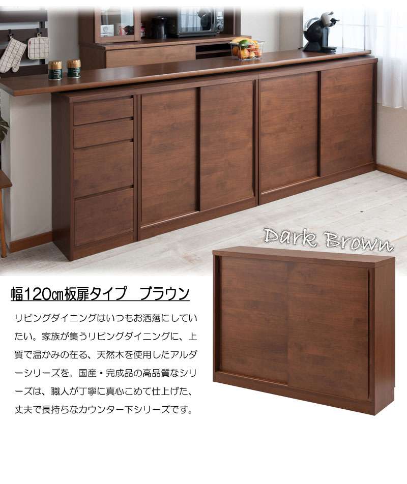 絶妙なデザイン ストレートカウンター下引き戸収納庫 カウンター下収納 食器棚 キッチン収納 収納 家具 幅120 640927 奥行30cmタイプ - 収納