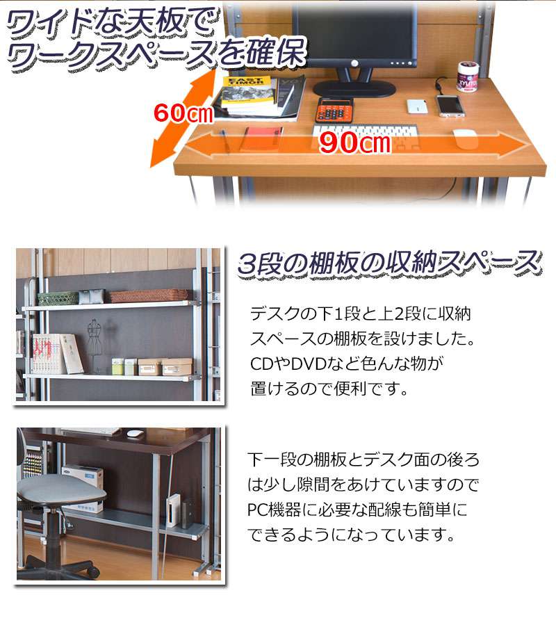 【楽天市場】パーテーション 突っ張り デスク 机 90 スリム 棚 つっぱり パソコンデスク おしゃれ 突っ張りラック パーティション ラック