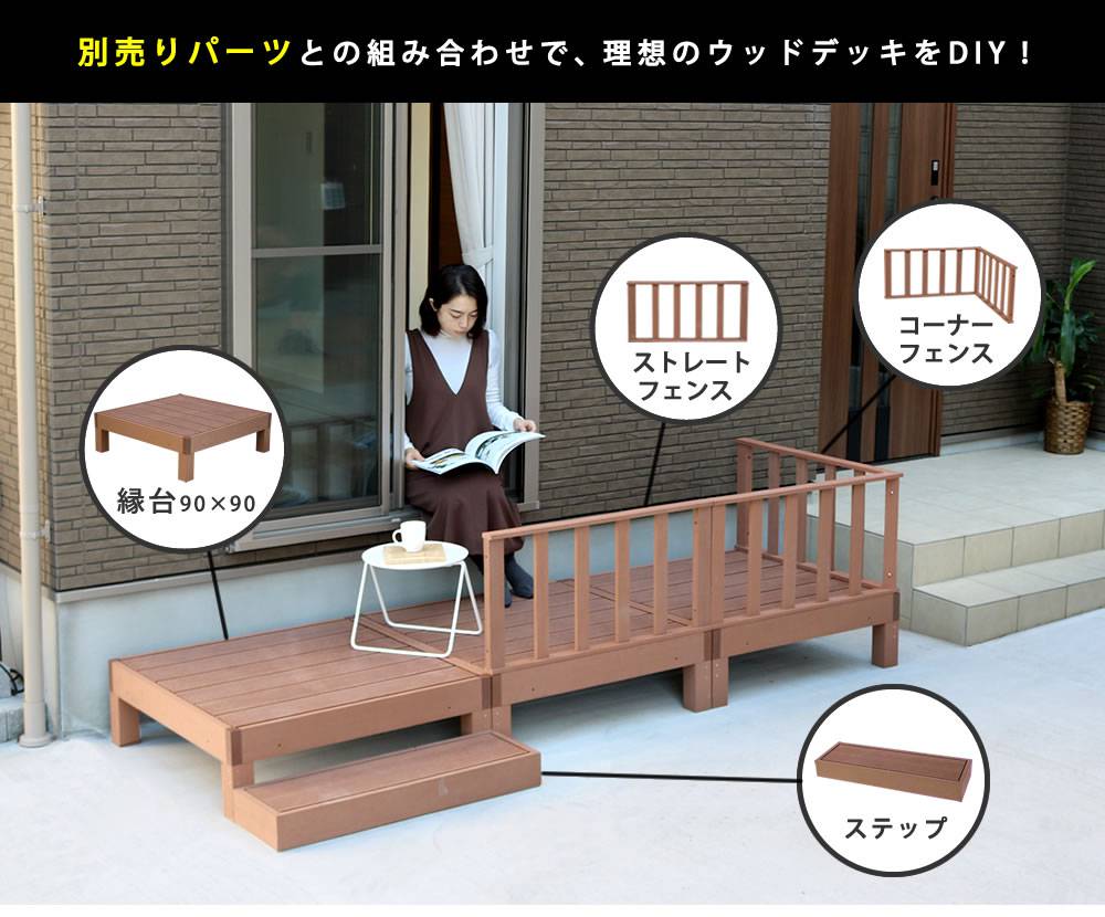 楽天市場 ウッドデッキ 用 フェンス 単品 手すり ストレートフェンス Quoli