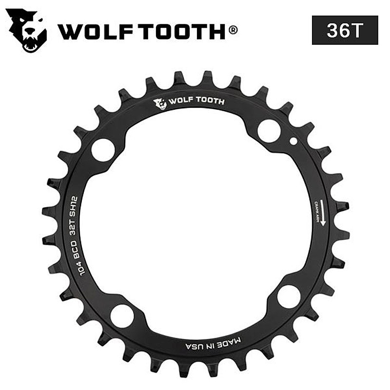ウルフトゥース Drop stop Chainring（ドロップストップチェーンリング）104BCD Shimano12speed 36T Wolftooth