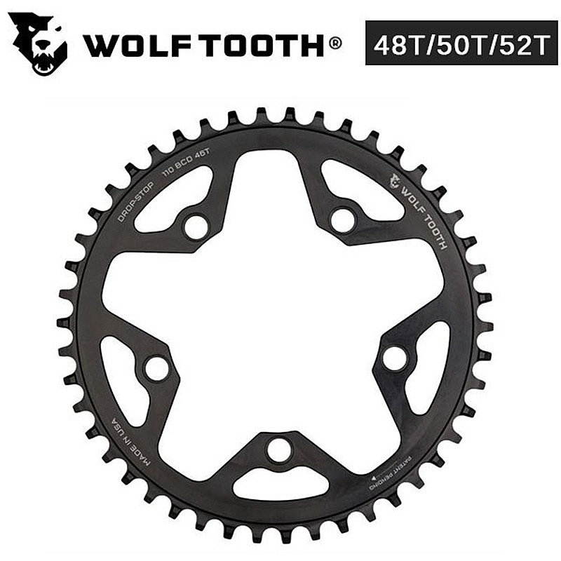 ウルフトゥース　ドロップストップ チェーンリング　42T 110BCD 黒 楽天市場】ウルフトゥース Drop stop Chainring（ドロップス