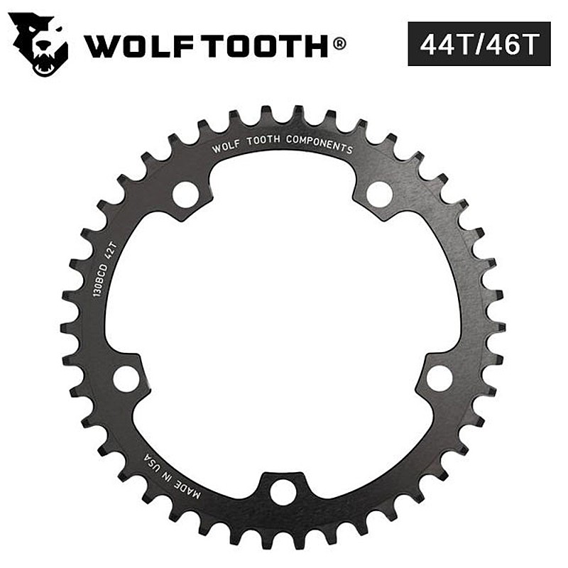 ウルフトゥース Drop stop Chainring ドロップストップチェーンリング 130BCD 5Bolt 44T 46T Wolftooth  チープ