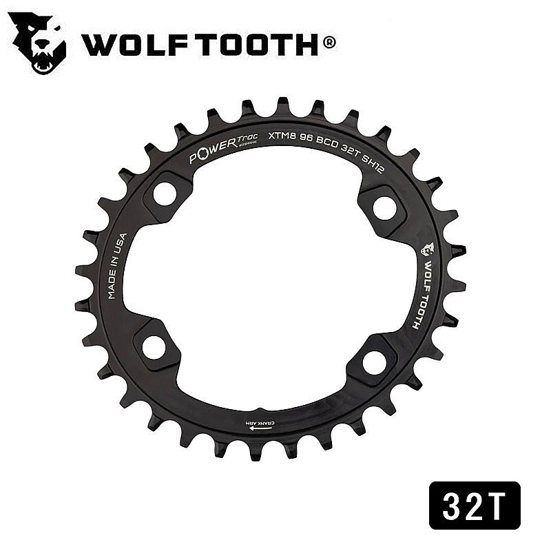 ウルフトゥース Drop stop Chainring(ドロップストップチェーンリング)Elliptical 96BCD XT M8000 Shimano 12s 32T Wolftooth