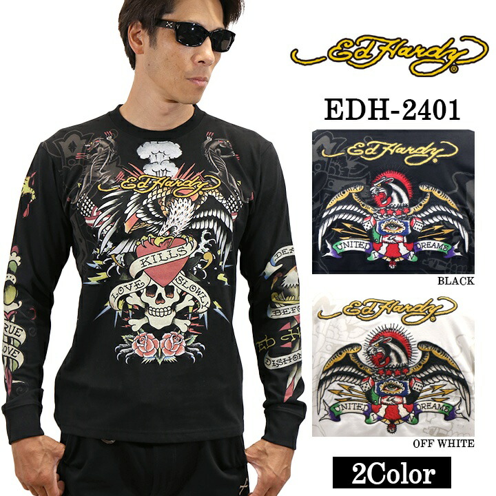 楽天市場】Ed Hardy エドハーディー 刺繍プリント 天竺 半袖Tシャツ