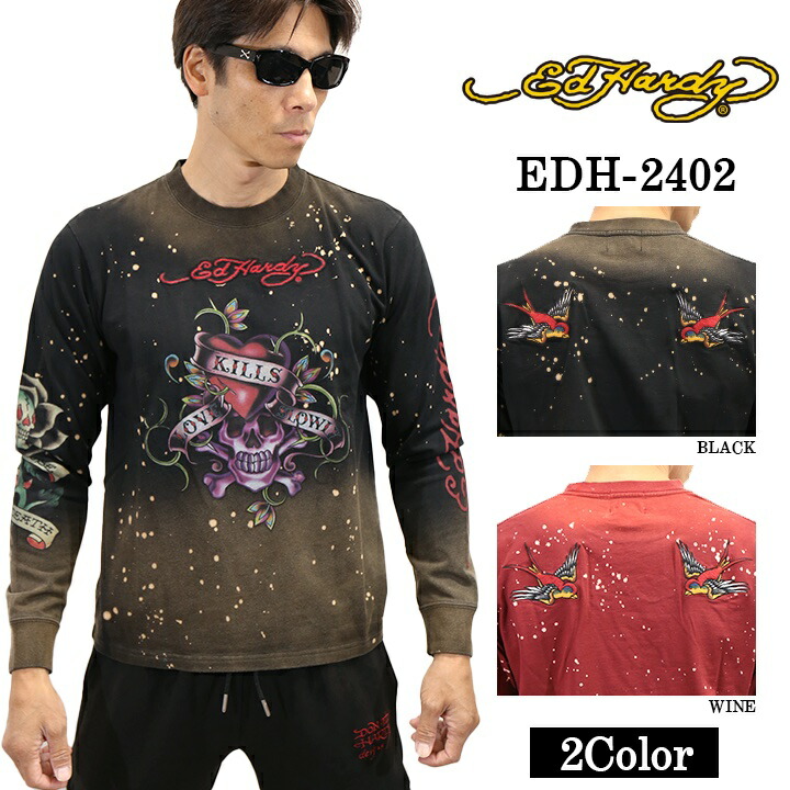 楽天市場】Ed Hardy エドハーディー 刺繍プリント 天竺 フロスト加工