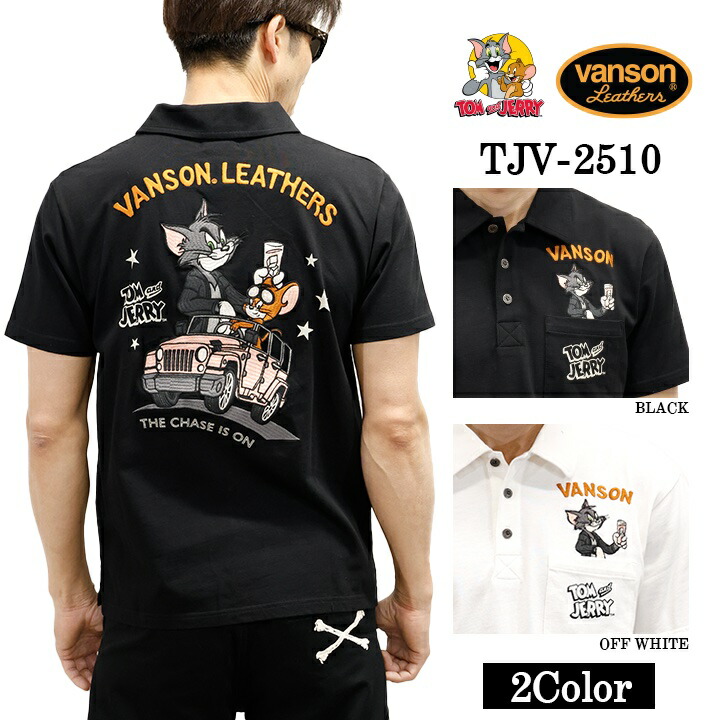 VANSON×TOM\u0026JERRY バンソン トム＆ジェリィ 天竺 半袖 スポーツシャツ tjv-2510