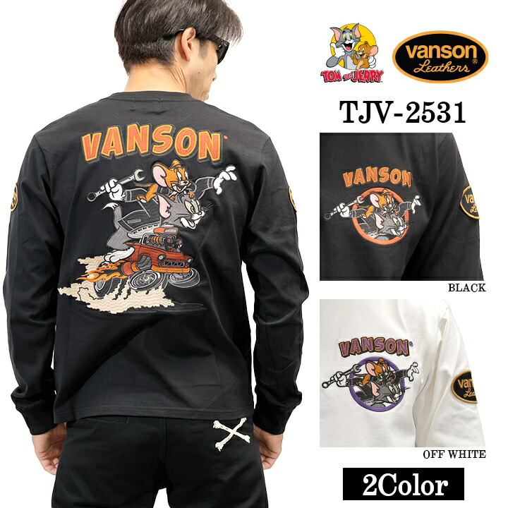 VANSON TOM\u0026JERRY TEE L/S T-SHIRT バンソン トムとゼラチン 共同研究 天竺 ロンTEE 長袖プルオーバー tjv-2531