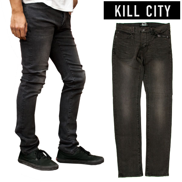KILL CITY キルシティー 黒いことジーンズ 12薬局衡オンス JUNKIE スキニー デニム ズボン下 ボトムス m64-188