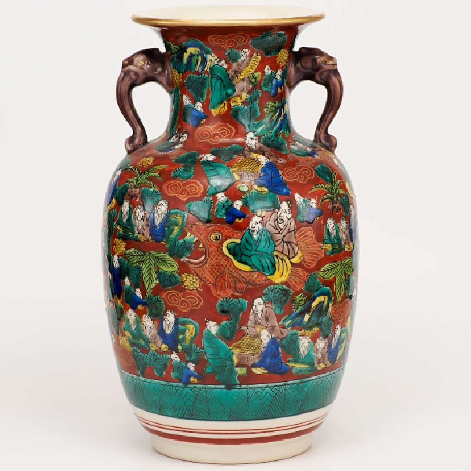日本の伝統工芸品【九谷焼】10号花瓶 木米