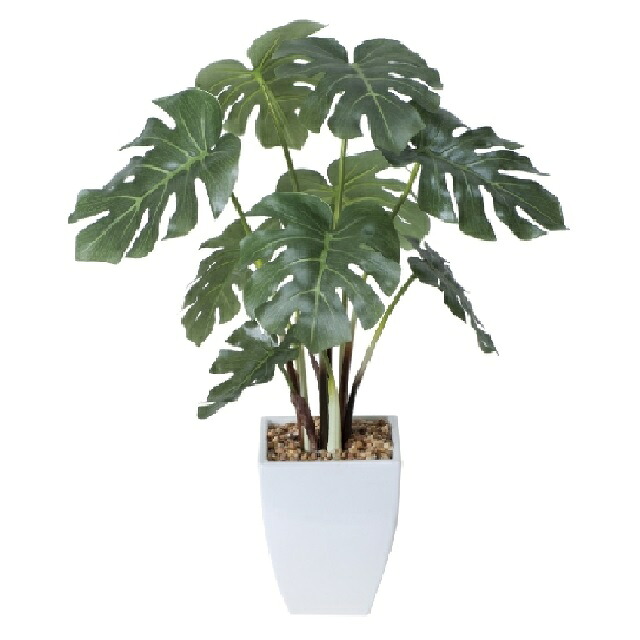 インテリア フェイクグリーン・人工観葉植物 -テーブルタイプ- モンステラポット 40cm 光触媒加工（V-CAT）｜七to八-Seven to eight-