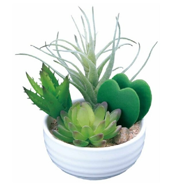 インテリア フェイクグリーン・人工観葉植物 -テーブルタイプ- 寄せ植えラブリー 15cm（ポリ製） 光触媒加工（V-CAT）