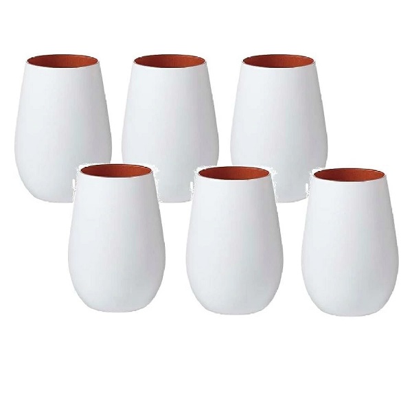 【6客組】Stolzle Lausitz (シュトルツル ラウジッツ) タンブラーグラス エレメンツ マットホワイト・ブロンズ (465ml)