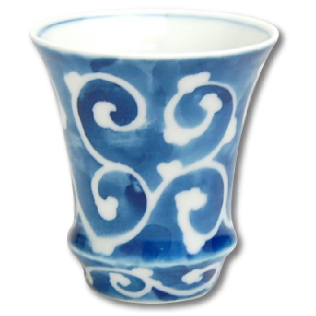 有田焼 濃蛸唐草（反り型）日本酒グラス SAKE GLASS