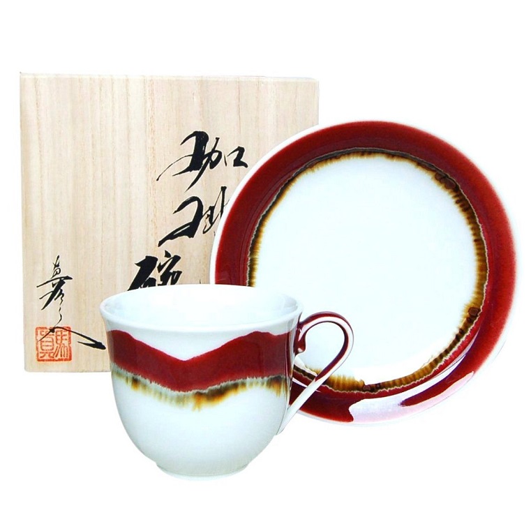 有田焼 シルクロード 珈琲碗皿（馬場真右エ門窯 / 木箱入） キッチン用品・食器・調理器具-マグカップ・ティーカップ-コーヒー・お茶用品
