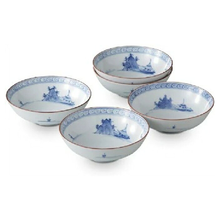 有田焼 京山水絵 洸琳窯 小鉢揃え φ13.3x4.4cm (5客組)｜七to八-Seven to eight-