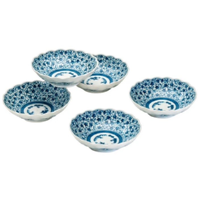 美濃焼 古伊万里唐草 煮物鉢揃 (5客組)