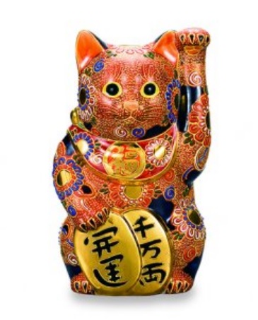 楽天市場】九谷焼 招猫 9号小槌持招猫 黄盛（布団付