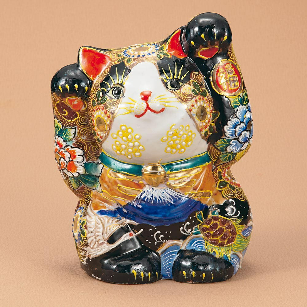 楽天市場】仲田錦玉 九谷焼3号逆さ招き猫 白金盛（プラチナ盛）葡萄 青